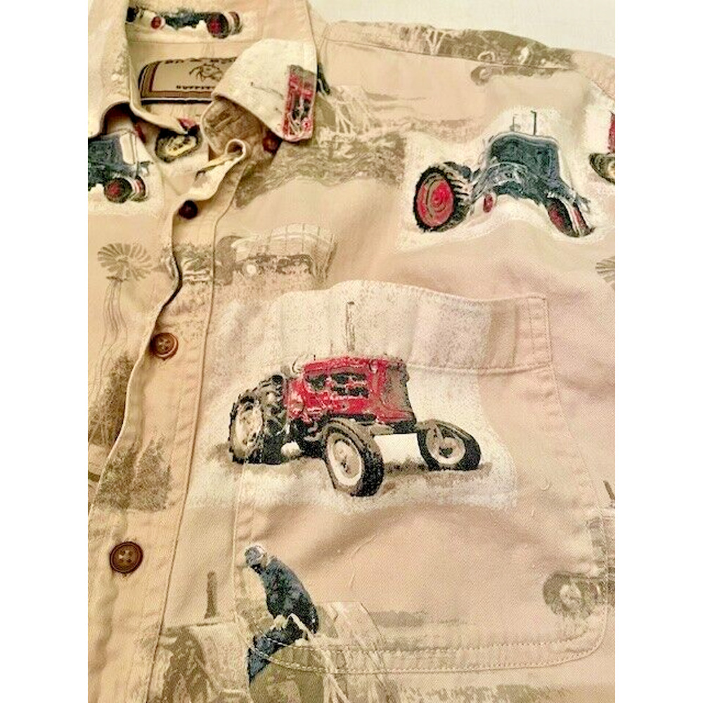 Vintage Bit and Bridle Men's Short Sleeve Western Tractors Shirt Size M - Picture 10 of 10